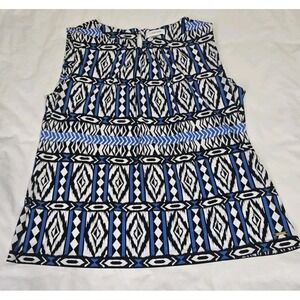 Calvin Klein Women's XL Sleeveless Blouse Blue/Black/White